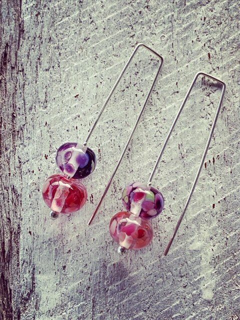 Pink and Purple recycled glass earrings (and some recycled glass necklaces)