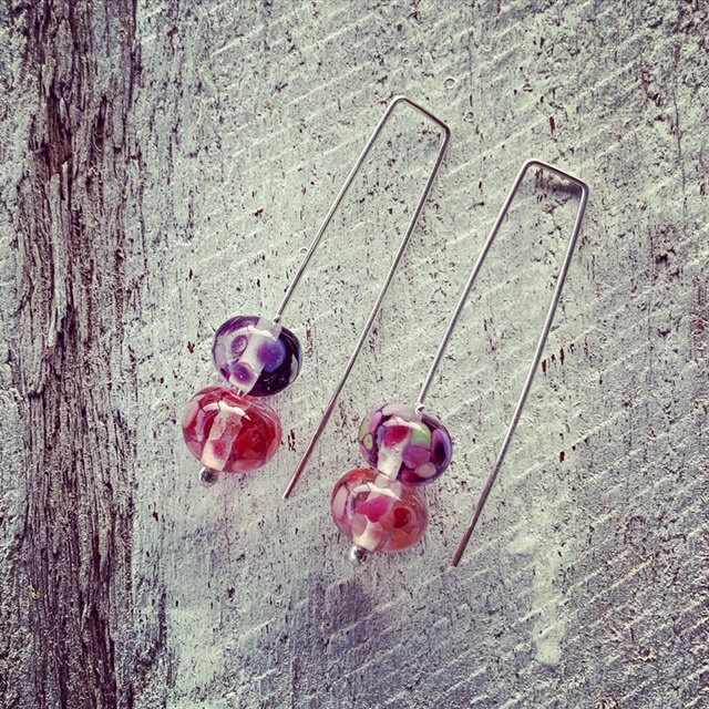 Pink and Purple recycled glass earrings (and some recycled glass necklaces)