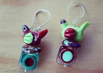 Glass bird earrings