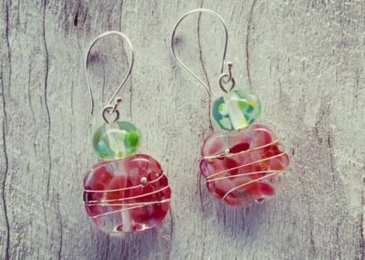 Simple and sweet pink and green earrings