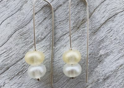 Silver and gold recycled glass earrings