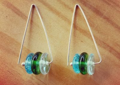 Triangle Shape Recycled Glass Earrings