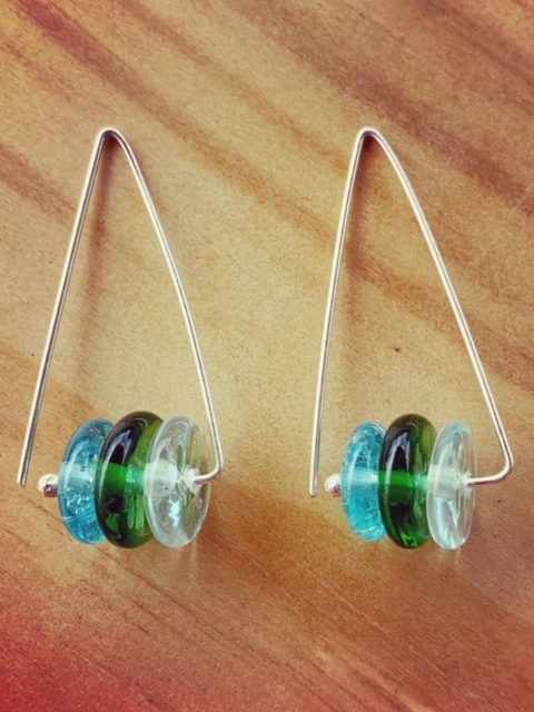 Triangle Shape Recycled Glass Earrings