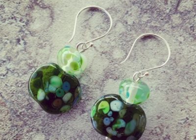 Wine and champagne bottle recycled glass earrings