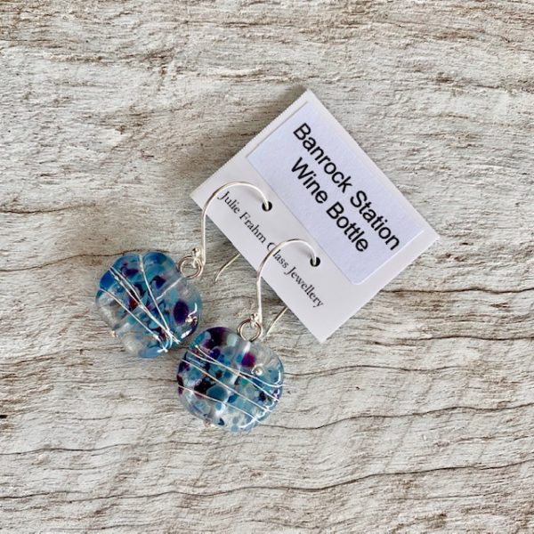 blue wine bottle earrings