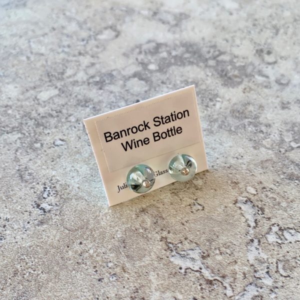 recycled glass earrings, beads made from a wine bottle