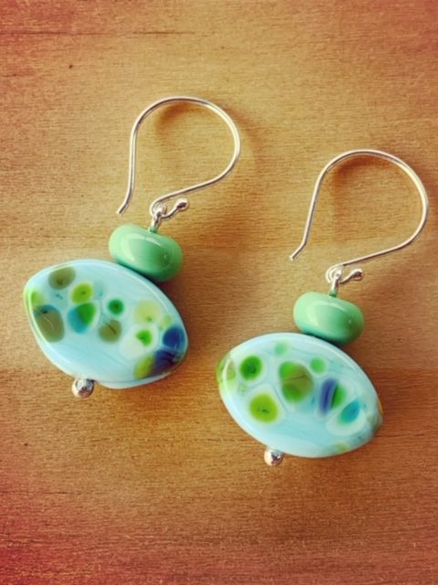 Blue and Green Frit earrings