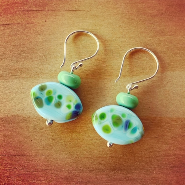 Blue and Green Frit earrings