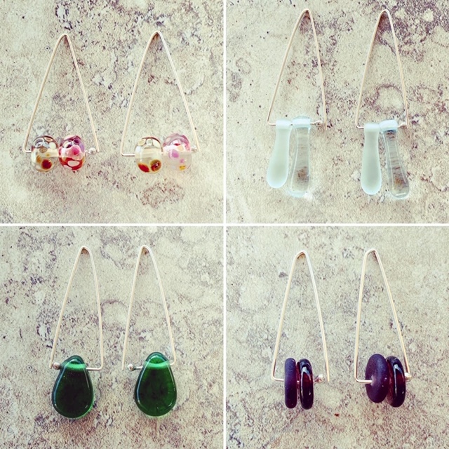 Day 68. Yesterday I made 8 pairs of triangle earrings featuring all sorts of recycled glass beads for my newsletter. These earrings are all available in my online shop. Today I am enjoying a day off by the river. It’s a gorgeous day. Hope you are having fun wherever you are.