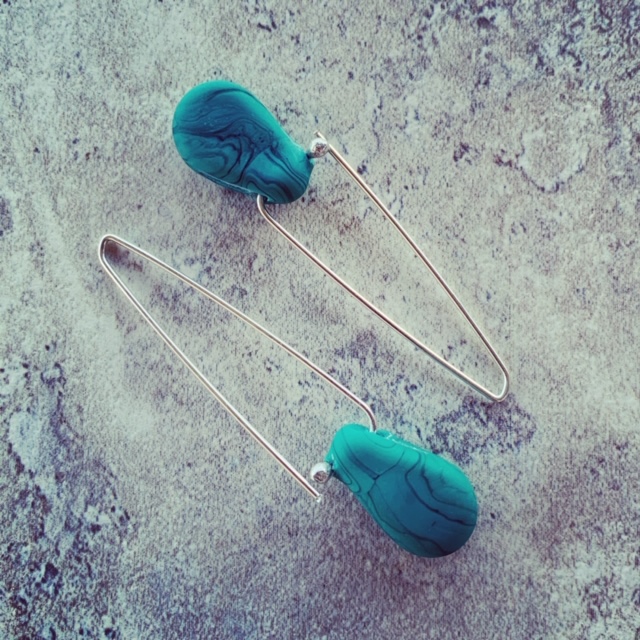 Streaky Green Glass Earrings