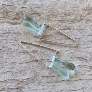 Recycled Glass Triangle Hoop Earrings