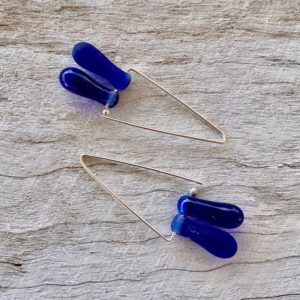 Recycled Glass Triangle Hoop Earrings