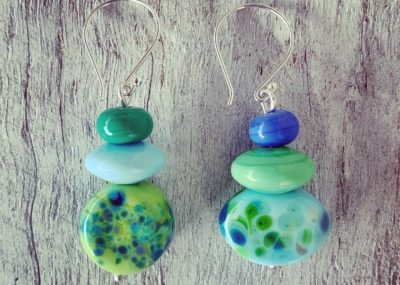 blue and green glass earrings