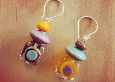 colourful mismatched glass earrings