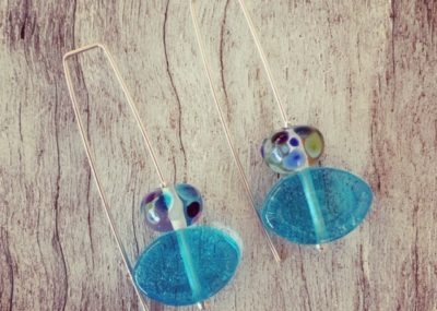 Bombay Sapphire Gin and Fever-Tree tonic recycled glass earrings