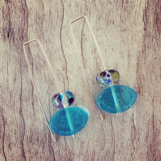 Bombay Sapphire Gin and Fever-Tree tonic recycled glass earrings