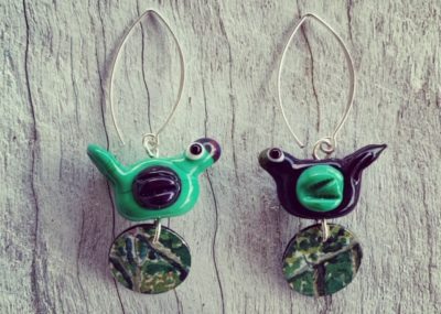 glass and tin earrings