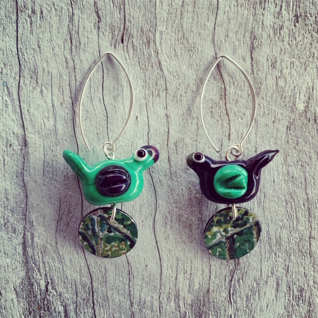 glass and tin earrings