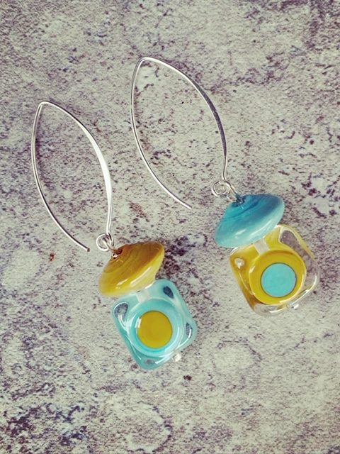 colourful retro glass earrings