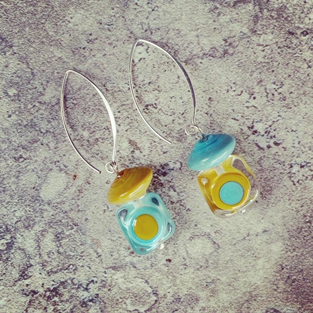 colourful retro glass earrings
