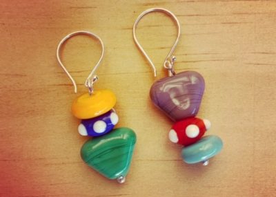 Bright and colourful triangle earrings