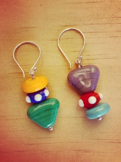 Bright and colourful triangle earrings