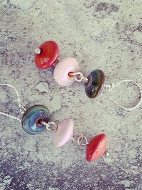 Earthy coloured dangly earrings