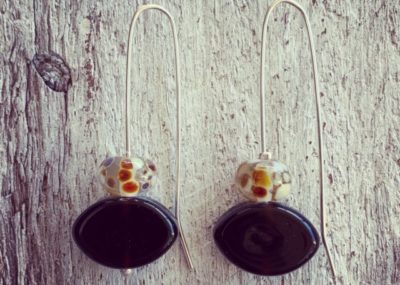 Hendricks Gin and Fever Tree tonic recycled glass bead earrings