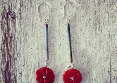 Poppy flower earrings