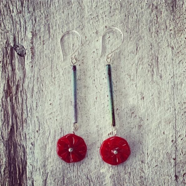 Poppy flower earrings