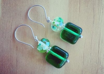 gin and tonic recycled glass earrings