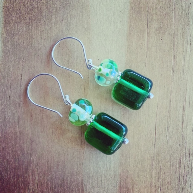 gin and tonic recycled glass earrings