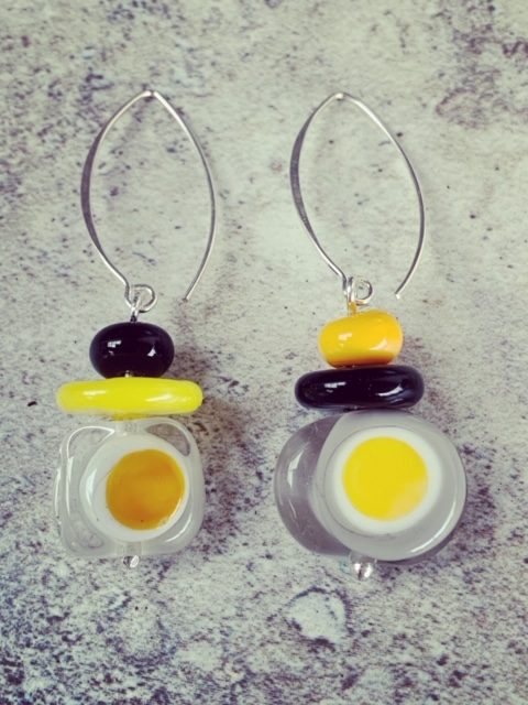 Yellow Grey Black earrings