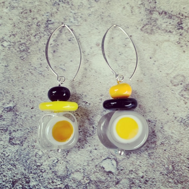 Yellow Grey Black earrings