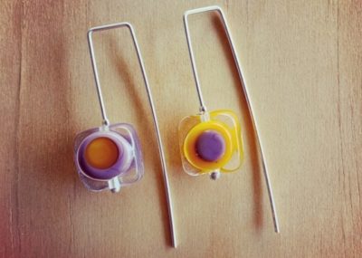 Yellow and Purple glass earrings