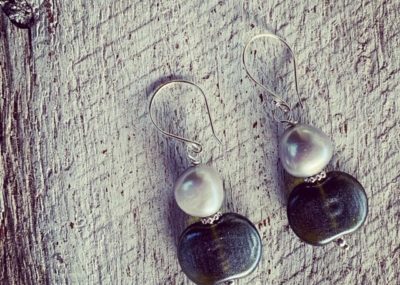 Recycled wine bottle earrings and necklace