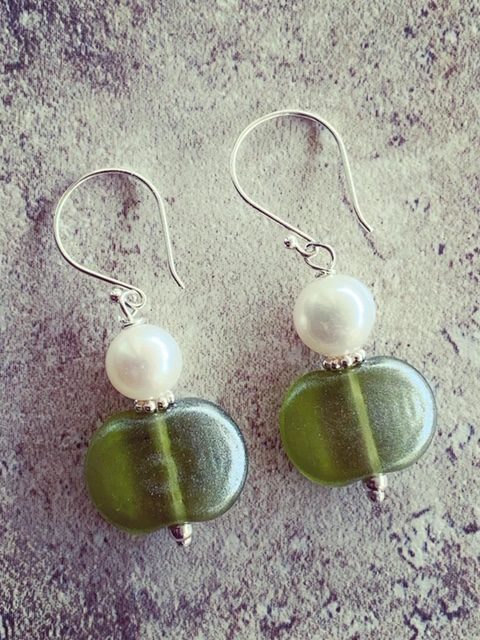 Recycled wine bottle earrings
