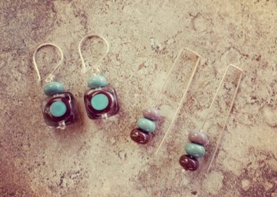 Purple and blue earrings