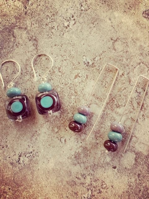 Purple and blue earrings