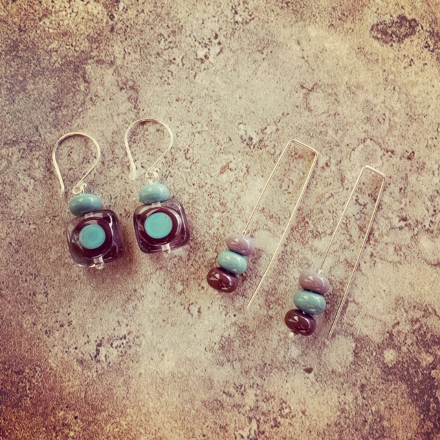 Purple and blue earrings