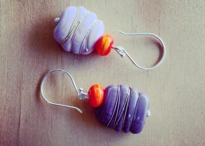 Pink and purple with a pop of orange earrings