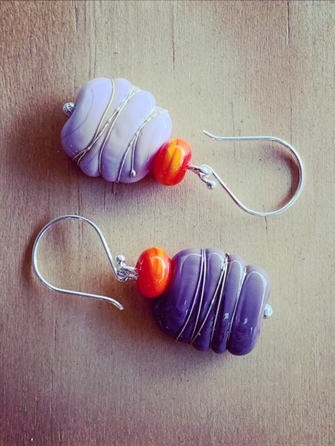 Pink and purple with a pop of orange earrings