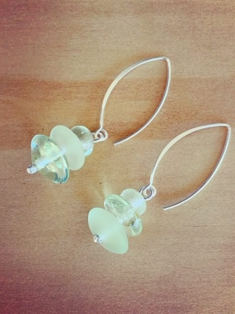 Green Depression Glass Earrings