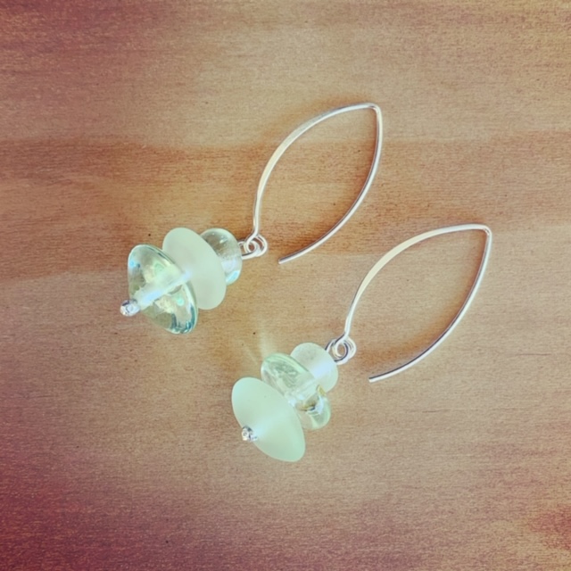 Green Depression Glass Earrings