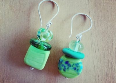 Green Mismatched Earrings