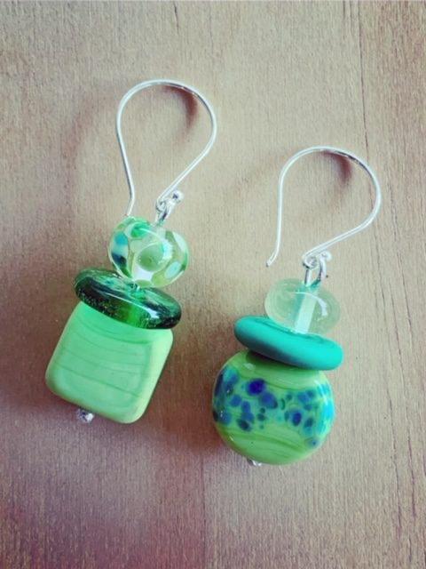 Green Mismatched Earrings