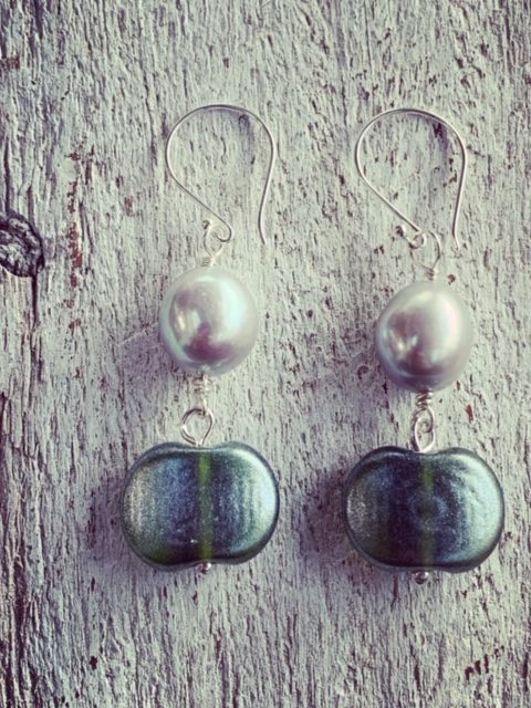 Moet champagne and pearl earrings