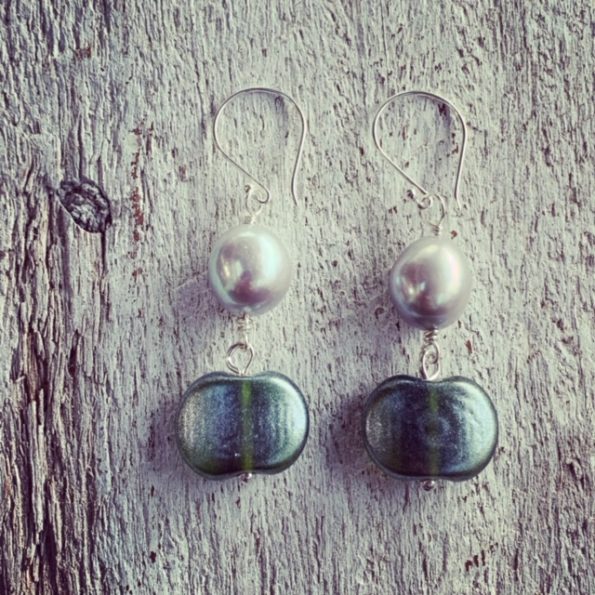 Moet champagne and pearl earrings