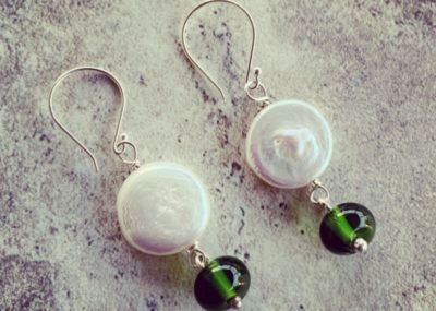 Moet champagne and pearl earrings