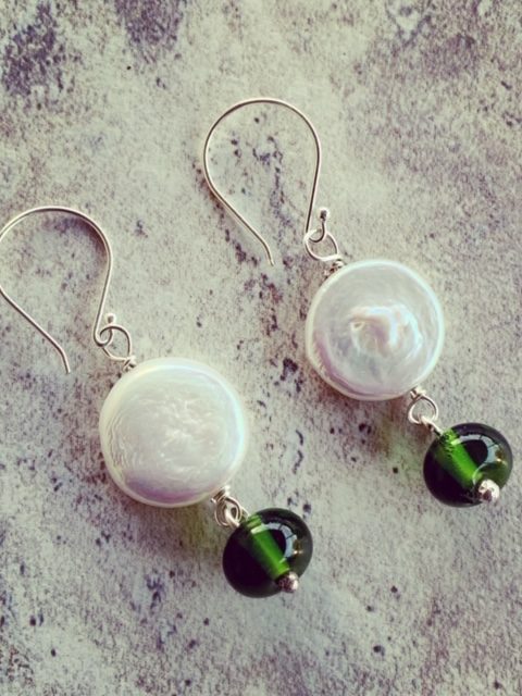 Moet champagne and pearl earrings